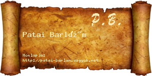 Patai Barlám névjegykártya